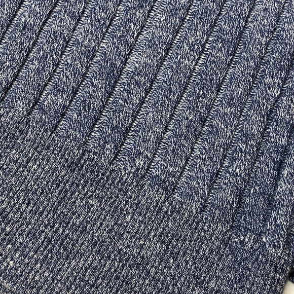 Peter Millar Naples Shore Shawl Sweater Large Blue Wool Linen Ribbed Pullover - Picture 7 of 8